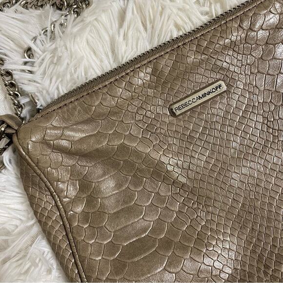 REBECCA MINKOFF • Tan + Silver Snakeskin Fringe Leopard Crossbody Bag - Picture 9 of 11